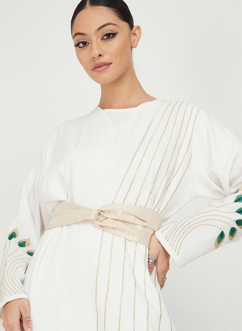 Rosette Abaya Abaya Embroidered With Belt  - Image 2