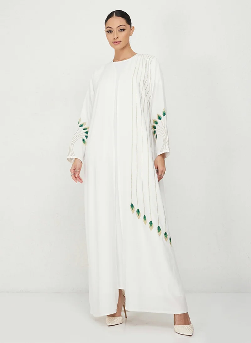 Rosette Abaya Abaya Embroidered With Belt