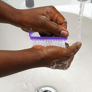 TRIXES Nail Brush 3 Pcs Plastic Clean Brush Hand Scrubbing Cleaning Brush with Translucent Plastic Handle Body for Cleaning Nails Pink Purple and Blue - Image 4