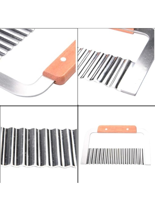 Stainless Steel Crinkle Cutter with Wooden Handle – Vegetable & Potato Slicer - Image 4