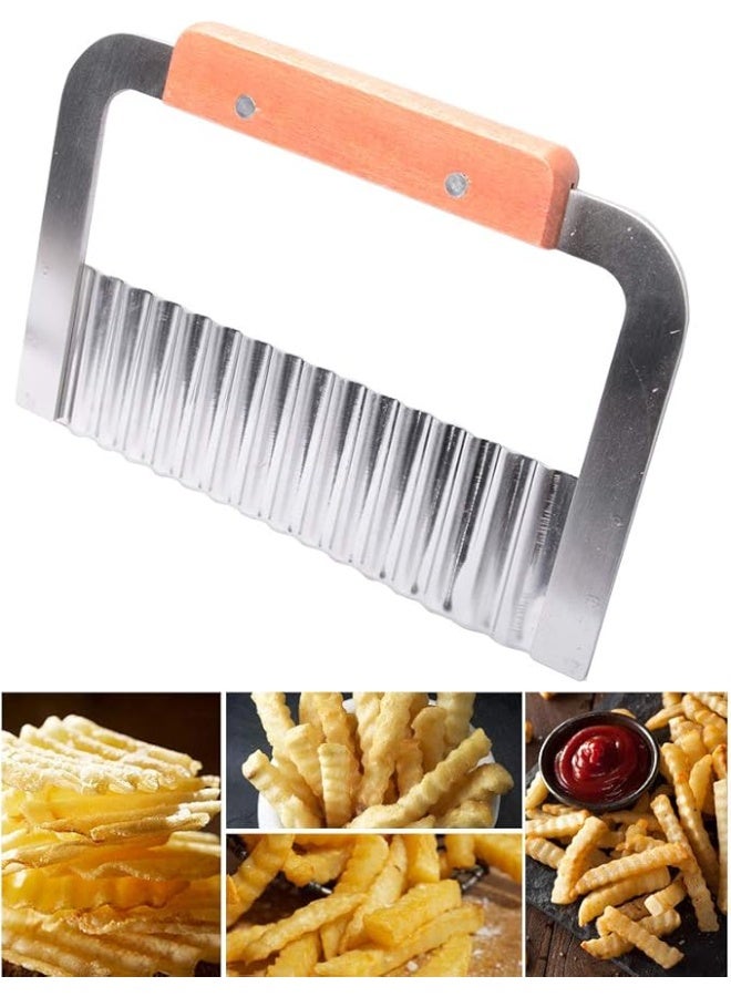 Stainless Steel Crinkle Cutter with Wooden Handle – Vegetable & Potato Slicer - Image 3