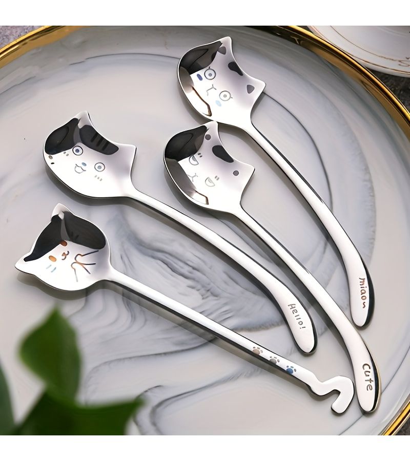 Cute Cat Spoons 2pcs Set 304 Stainless Steel For Coffee Tea Dessert - Image 5