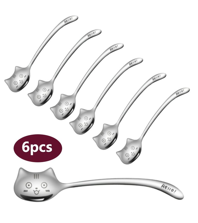 Cute Cat Spoons 2pcs Set 304 Stainless Steel For Coffee Tea Dessert - Image 2