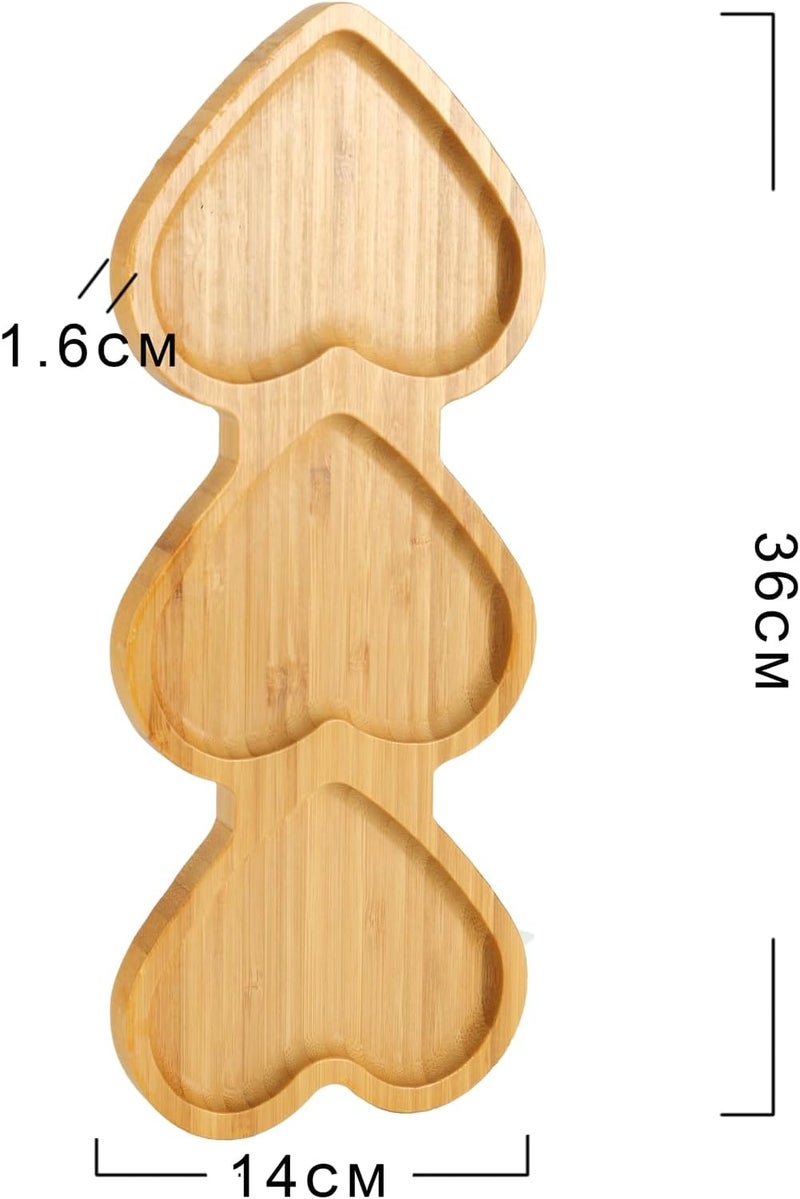 BinaryABC Heart Shaped Charcuterie Board Wood Serving Platters and Trays Side Dish Serving TraysMother Day Table Decorations SuppliesThree Heart - Image 3