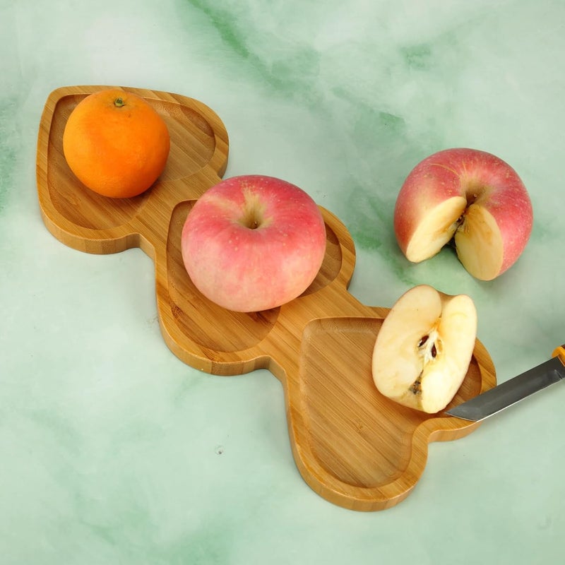 BinaryABC Heart Shaped Charcuterie Board Wood Serving Platters and Trays Side Dish Serving TraysMother Day Table Decorations SuppliesThree Heart - Image 2