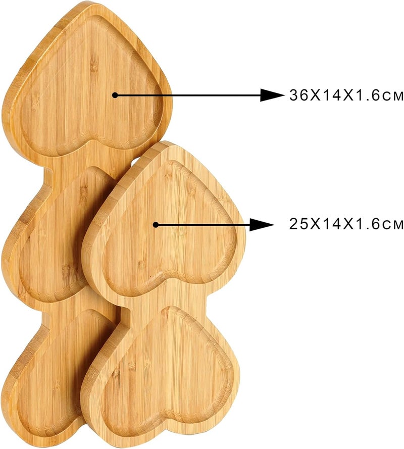 BinaryABC Heart Shaped Charcuterie Board Wood Serving Platters and Trays Side Dish Serving TraysMother Day Table Decorations SuppliesThree Heart - Image 4