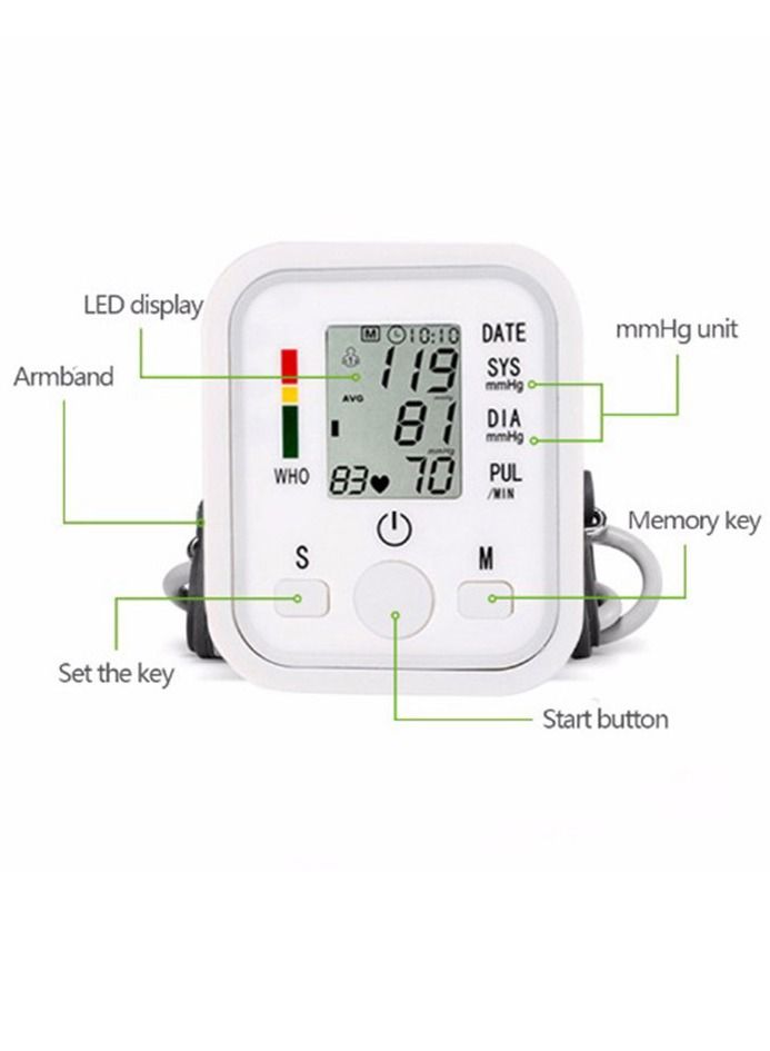 Arabest Portable Blood Pressure Monitor Household Sphygmomanometer Arm Band Type Digital Electronic Tonometer - Image 3