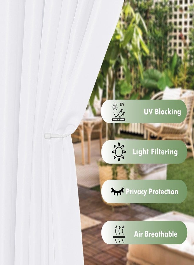 HolidayIdeas Outdoor Curtains for Patio Waterproof, 6 Panels - 54x84 Inches - Weatherproof Privacy Outsides Curtains for Cabana Porch Pergola, Sunlight & UV Blocking (White, Grommet Top) - Image 3