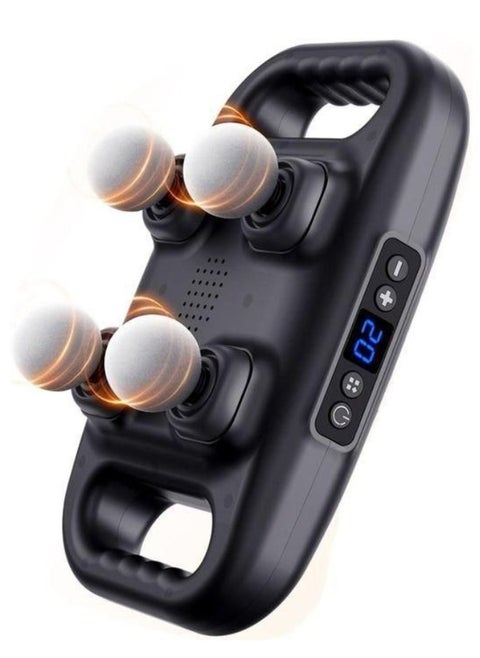 4 Head Muscle Massager, Percussion Cordless Vibration Relaxation Handheld Deep Tissue Massage with 6 Modes for Back, Shoulders, and Thighs