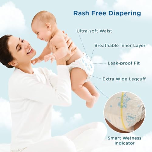 Mee Mee Premium Breathable Baby Diapers | NB Size Taped Diapers for Newborns | Cotton Soft, Skin Friendly & Super Absorbent | Wetness Indicator | 32 Pieces - Image 4