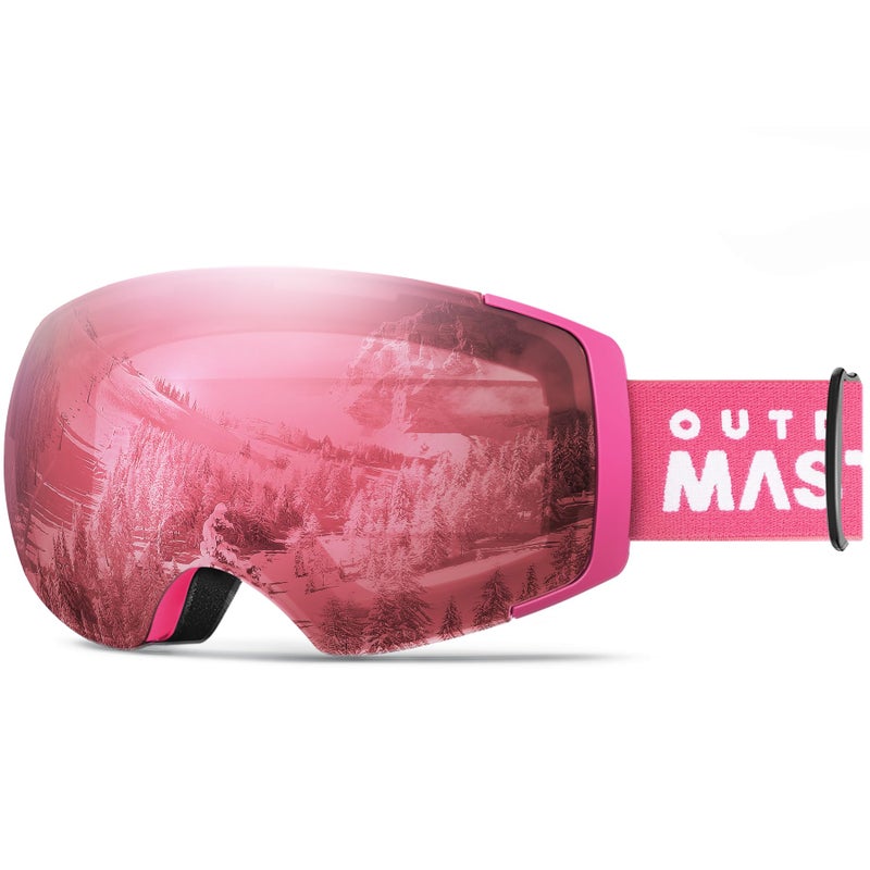 OutdoorMaster Ski Goggles PRO - Frameless, Interchangeable Lens 100% UV400 Protection Snow Goggles for Men & Women (Photochromic Rose VLT8%-70%) - Image 1