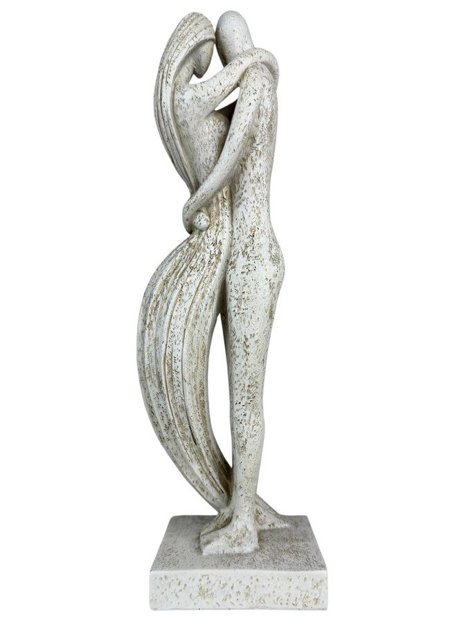 Top Brass Eternal Embrace Romantic Couple Sculpture – 12 1/2” Resin Lovers Statue (Graphite Kiss & Moon-wash Limestone) – Modern Home Décor Wedding Anniversary Love Art (Moon-wash Limestone) - Image 1