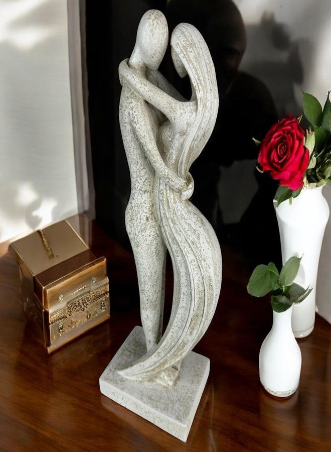 Top Brass Eternal Embrace Romantic Couple Sculpture – 12 1/2” Resin Lovers Statue (Graphite Kiss & Moon-wash Limestone) – Modern Home Décor Wedding Anniversary Love Art (Moon-wash Limestone) - Image 5
