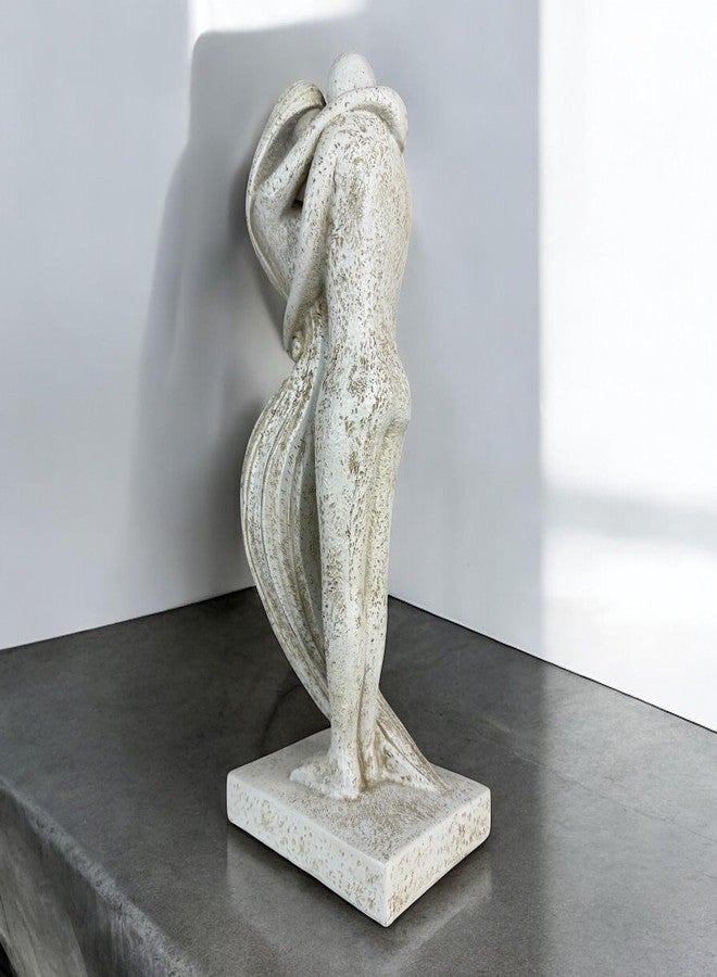 Top Brass Eternal Embrace Romantic Couple Sculpture – 12 1/2” Resin Lovers Statue (Graphite Kiss & Moon-wash Limestone) – Modern Home Décor Wedding Anniversary Love Art (Moon-wash Limestone) - Image 4