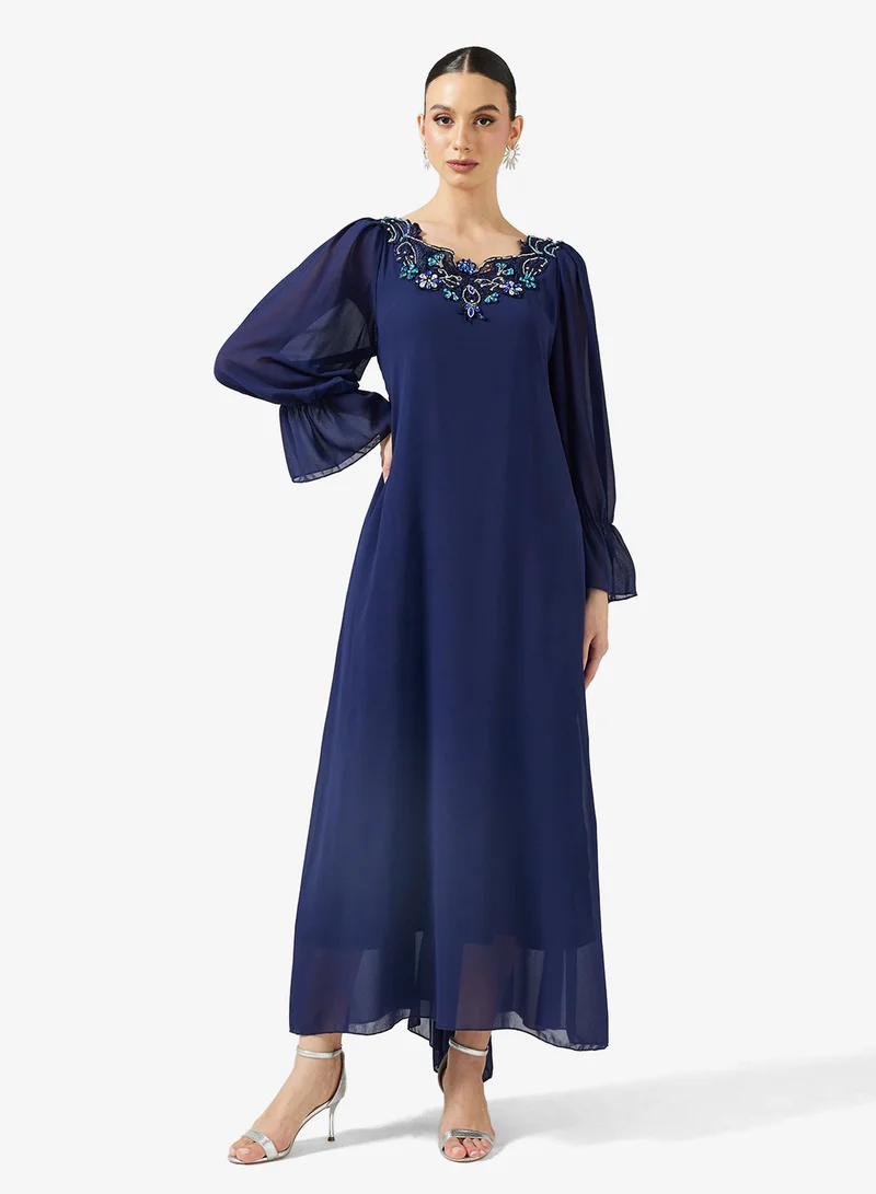 Khizana  Embellished Puff Sleeve Dress for Women | Best Price UAE