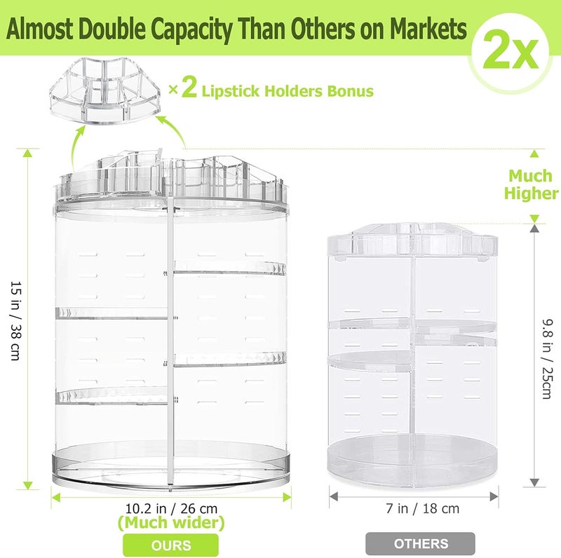 makeup organizer rotating,8-layer large capacity cosmetics organizer,360 adjustable spinning makeup stand, skincare clear makeup carousel for vanity countertop -plus size - Image 3