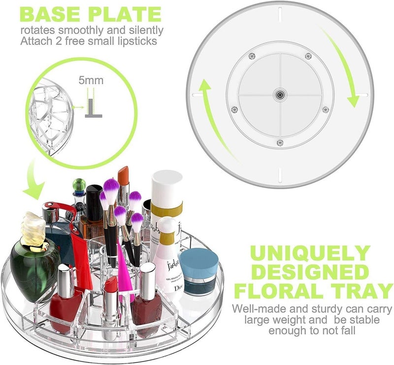 makeup organizer rotating,8-layer large capacity cosmetics organizer,360 adjustable spinning makeup stand, skincare clear makeup carousel for vanity countertop -plus size - Image 5