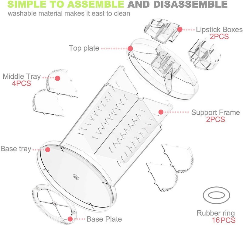 makeup organizer rotating,8-layer large capacity cosmetics organizer,360 adjustable spinning makeup stand, skincare clear makeup carousel for vanity countertop -plus size - Image 4