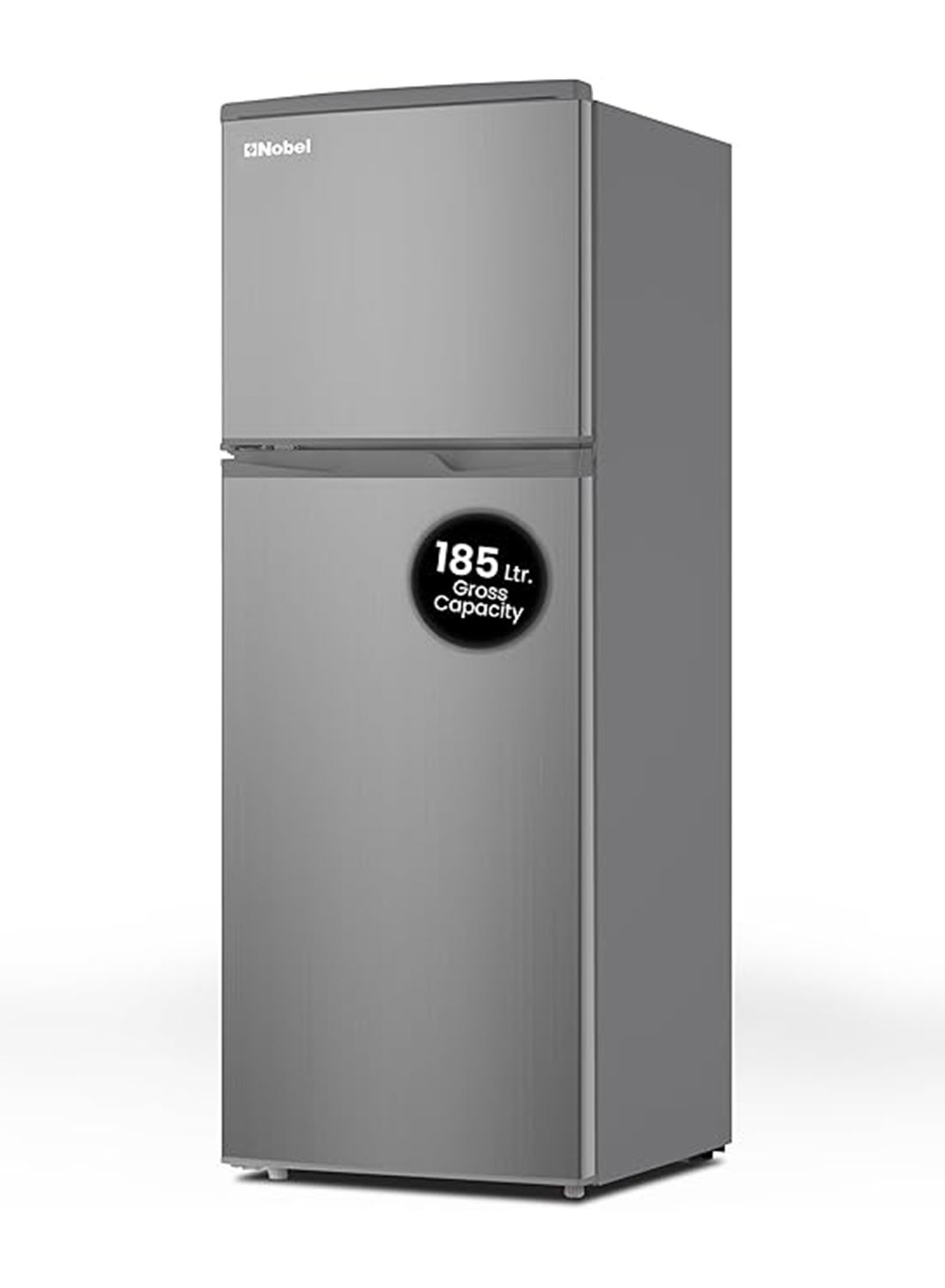 185 L Gross / 132 L Net, Double Door Refrigerator, Defrost, R600a Refrigerant, Temperature Control, Inside Light, Inside Condenser, Vegetable Crisper, Bottle Racks, Removable Gasket, Adjustable Foot NR185RSI Inox Colour
