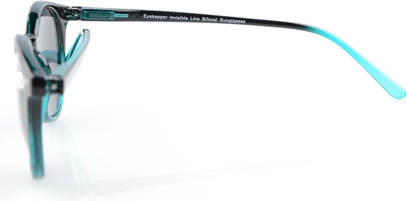 Eyekepper Key Hole Style Spring-Hinged Round Bifocal Sunglasses Sunshine Readers Black-Green +1.5 - Image 3
