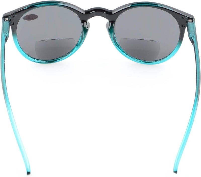 Eyekepper Key Hole Style Spring-Hinged Round Bifocal Sunglasses Sunshine Readers Black-Green +1.5 - Image 4