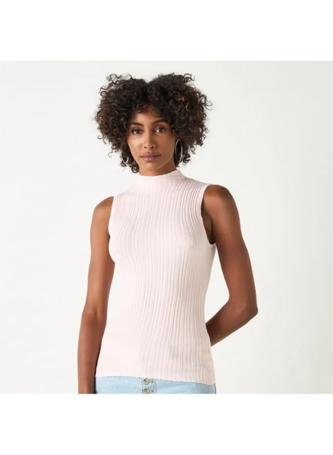 2Xtremz 2Xtremz Ribbed Sleeveless Sweater with High Neck