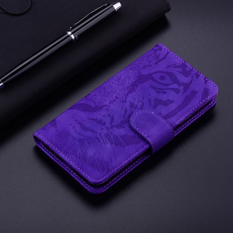 HuHa Protective Cover For Motorola Edge 50 Neo 5G Global Tiger Embossing Pattern Flip Leather Phone Case(Purple) - Image 2