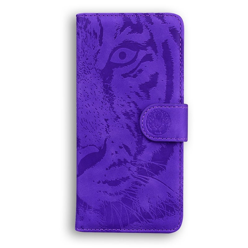 HuHa Protective Cover For Motorola Edge 50 Neo 5G Global Tiger Embossing Pattern Flip Leather Phone Case(Purple) - Image 3