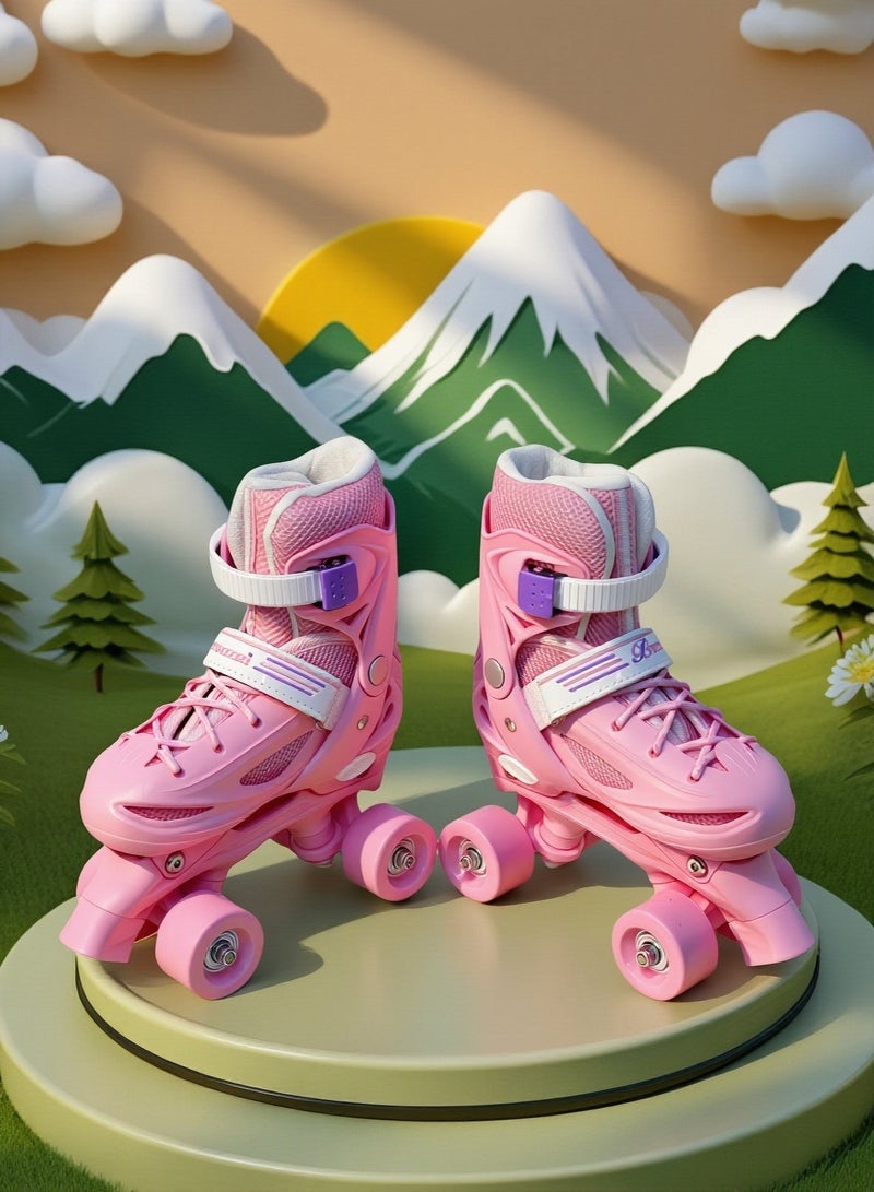 EASY FUTURE Adjustable Size Roller Skates for Kids Double Row 4 Wheel Skates for Indoor Outdoor Boys Girls 3 Colors 4 Sizes to Choose NO.1302 - Image 1
