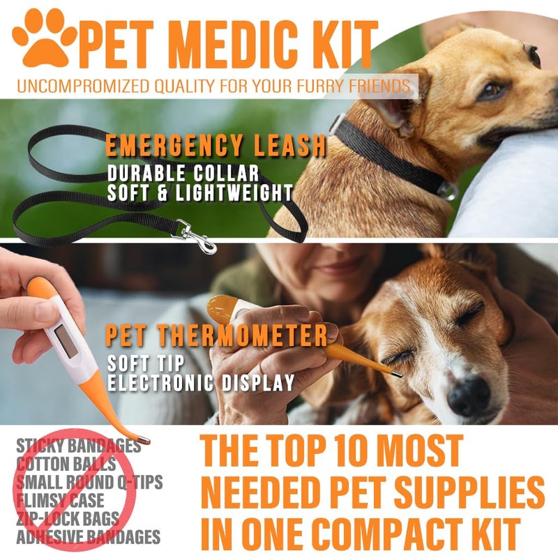 EVERLIT CARE EVERLIT Pet Medic First Aid Kit | 95 Pcs Vet-Approved Medical, Outdoor & Emergency Supplies for Dogs, Cats, Animal Care | Travel-Friendly Compact Bag for Home, Car and Travel (Guardian Orange) - Image 4