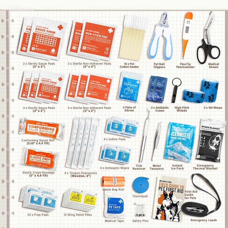 EVERLIT CARE EVERLIT Pet Medic First Aid Kit | 95 Pcs Vet-Approved Medical, Outdoor & Emergency Supplies for Dogs, Cats, Animal Care | Travel-Friendly Compact Bag for Home, Car and Travel (Guardian Orange) - Image 2