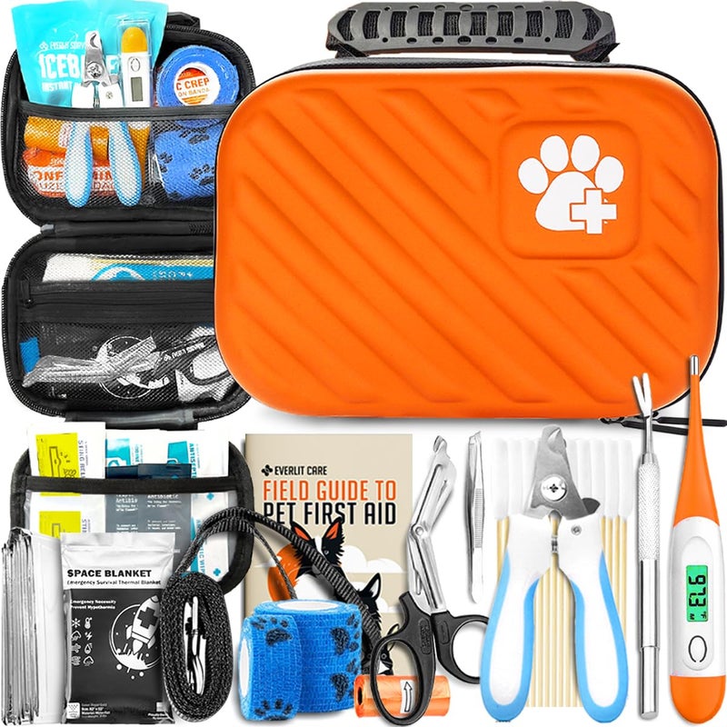 EVERLIT CARE EVERLIT Pet Medic First Aid Kit | 95 Pcs Vet-Approved Medical, Outdoor & Emergency Supplies for Dogs, Cats, Animal Care | Travel-Friendly Compact Bag for Home, Car and Travel (Guardian Orange) - Image 1