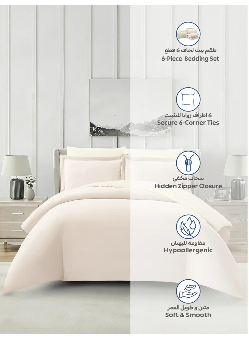 Donetella KING (200x200 cm) Solid Duvet Cover Set, Fits 200 × 200 cm Bed, King Size 6-Piece Set, Brushed Microfiber Without Filler  | Best Price UAE