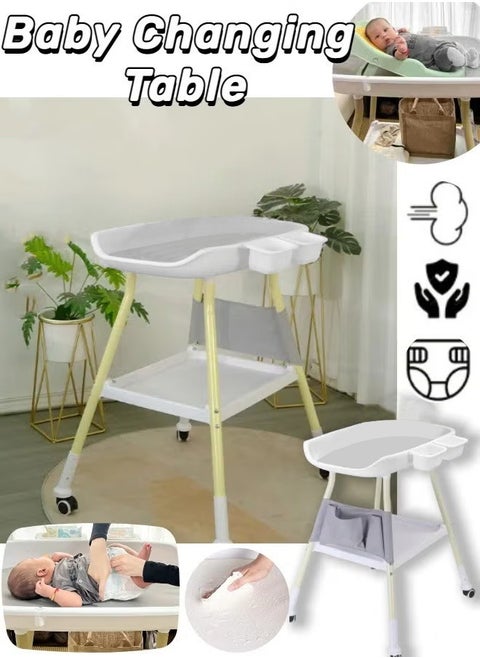 Baby Changing Table, Height Adjustable Top Nappy Changing Table with Crib Organizer and Large Storage Rack