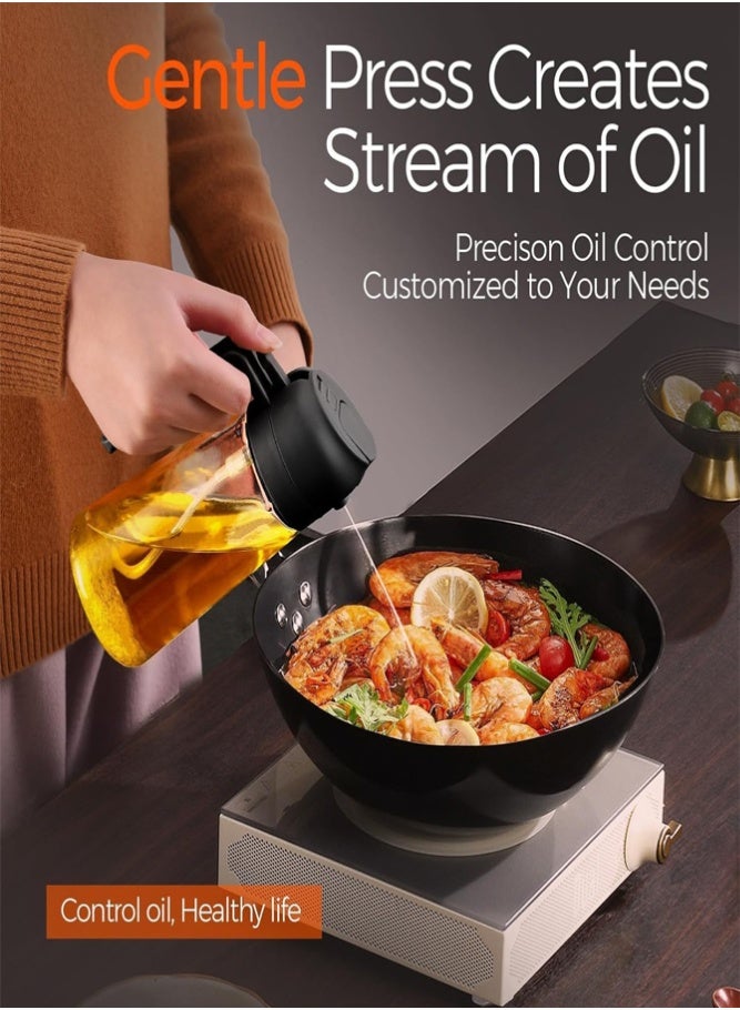AMERTEER 2-in-1 Oil Dispenser & Sprayer Bottle – 470ml Glass Non-Drip Refillable Oil Mister for Kitchen, Grilling & More - Image 5