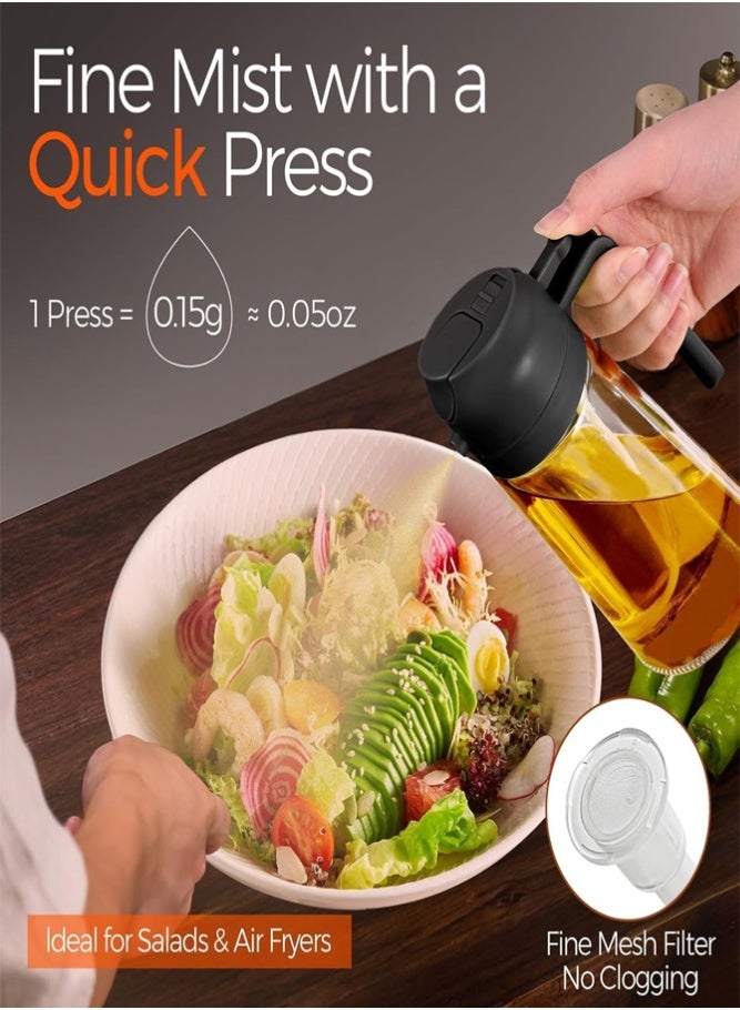 AMERTEER 2-in-1 Oil Dispenser & Sprayer Bottle – 470ml Glass Non-Drip Refillable Oil Mister for Kitchen, Grilling & More - Image 4