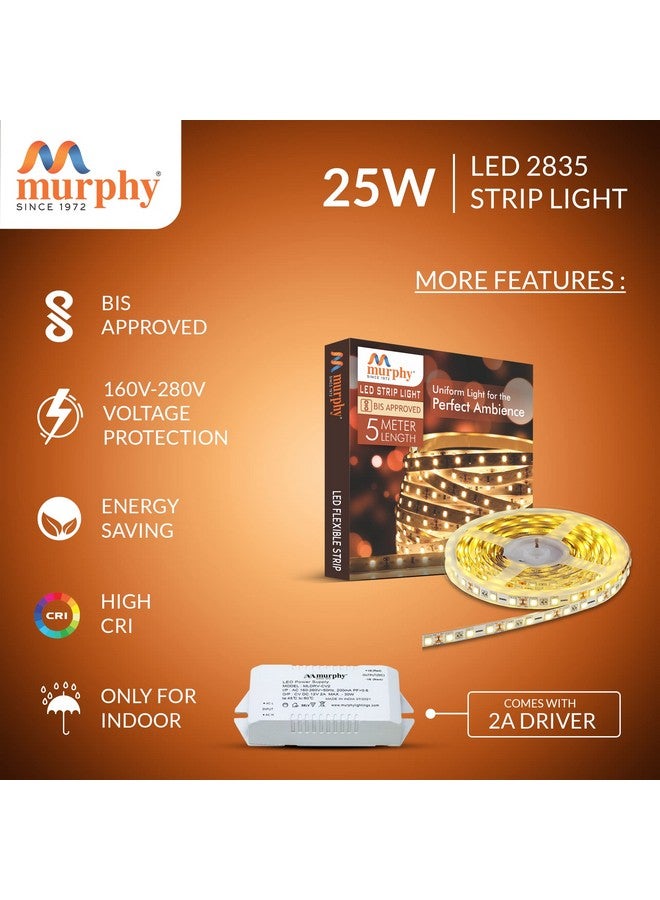 Murphy 25W LED Strip 2835 Cove Light 5 Metre (Warm White) with Driver, Pack of 5 - Image 3