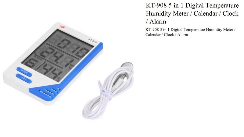 MCP Digital Temperature & Humidity thermometer for Room with probe (KT-908) - Image 5
