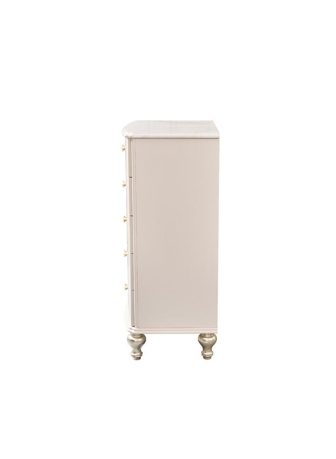 DANUBE HOME Jasmine 5-Drawer Chest Cabinet Stylish And Spacious Storage For Bedroom Durable Wooden Dresser With 5 Drawers Elegant Home DÃ©cor And Organization Solution - Light Beige - Image 3