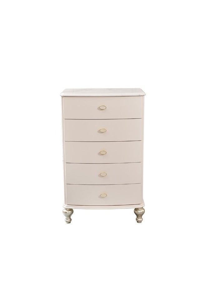 DANUBE HOME Jasmine 5-Drawer Chest Cabinet Stylish And Spacious Storage For Bedroom Durable Wooden Dresser With 5 Drawers Elegant Home DÃ©cor And Organization Solution - Light Beige - Image 1