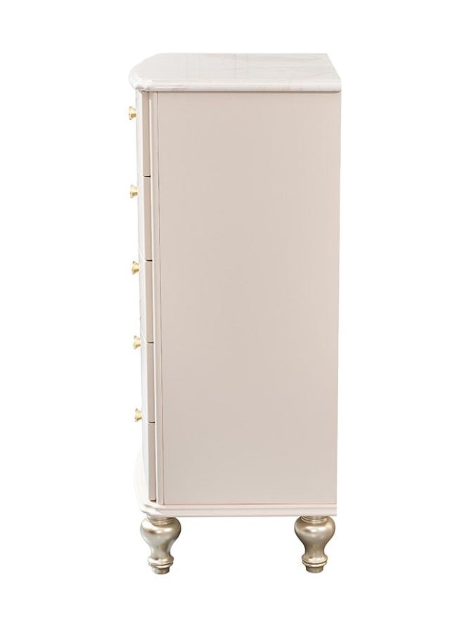 DANUBE HOME Jasmine 5-Drawer Chest Cabinet Stylish And Spacious Storage For Bedroom Durable Wooden Dresser With 5 Drawers Elegant Home DÃ©cor And Organization Solution - Light Beige  - Image 4