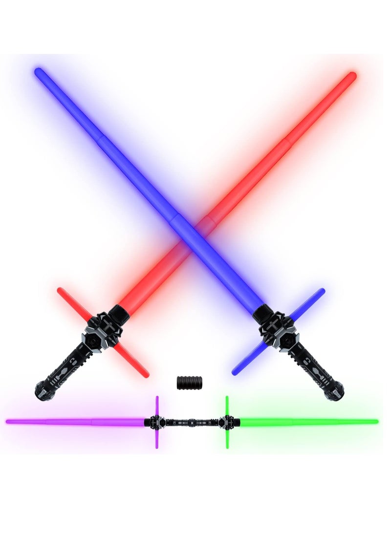 Zikra 2PCS Light Up Saber for Kid, 2-in-1 Dual Light Up Sabers with FX Sound, Expandable Light Swords Set for Galaxy War Fighter Warriors, Dress Up Party Birthday Present - Image 1