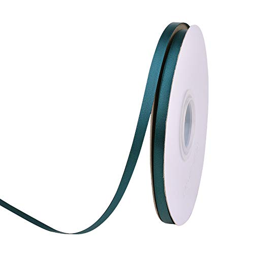 Ribest 1/4 inch 50 Yards Solid Double Face Satin Ribbon Per Roll for DIY Hair Accessories Scrapbooking Gift Packaging Party Decoration Wedding Flowers Teal - Image 1