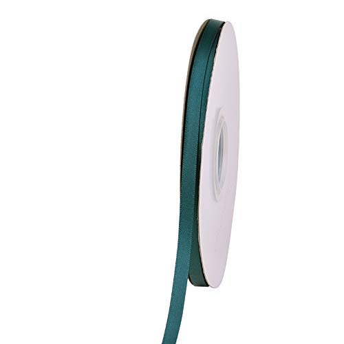 Ribest 1/4 inch 50 Yards Solid Double Face Satin Ribbon Per Roll for DIY Hair Accessories Scrapbooking Gift Packaging Party Decoration Wedding Flowers Teal - Image 2