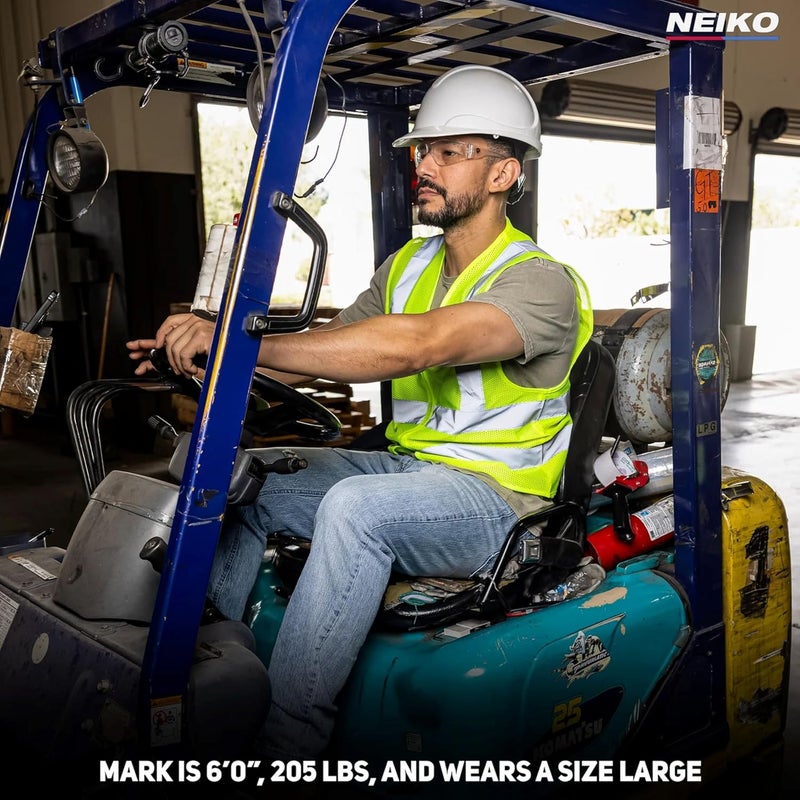 Neiko High Visibility Safety Vest ANSI Class 2 - Neon Yellow, Large - Image 2