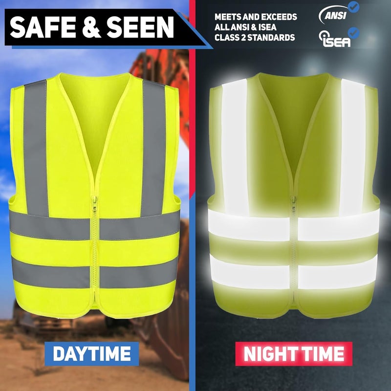 Neiko High Visibility Safety Vest ANSI Class 2 - Neon Yellow, Large - Image 4