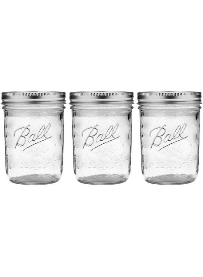 Ball Ball Wide Mouth Glass Mason Jars with Lids and Bands, Used for Canning, Pickling, Juice, Jam, Jelly, Pint Size 16 Ounce (Pack of 3)  - Image 1
