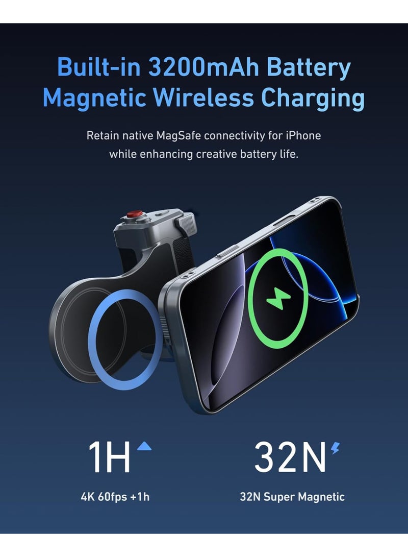 TELESIN Magnetic Master Grip Kit for iPhone 17 Pro Max, Phone Camera Grip Standard Kit Built-in 3200mAh Battery - Wireless Charging - Graphene Case for iPhone Cooling - DSLR Style Grip Handle Holder - Image 4