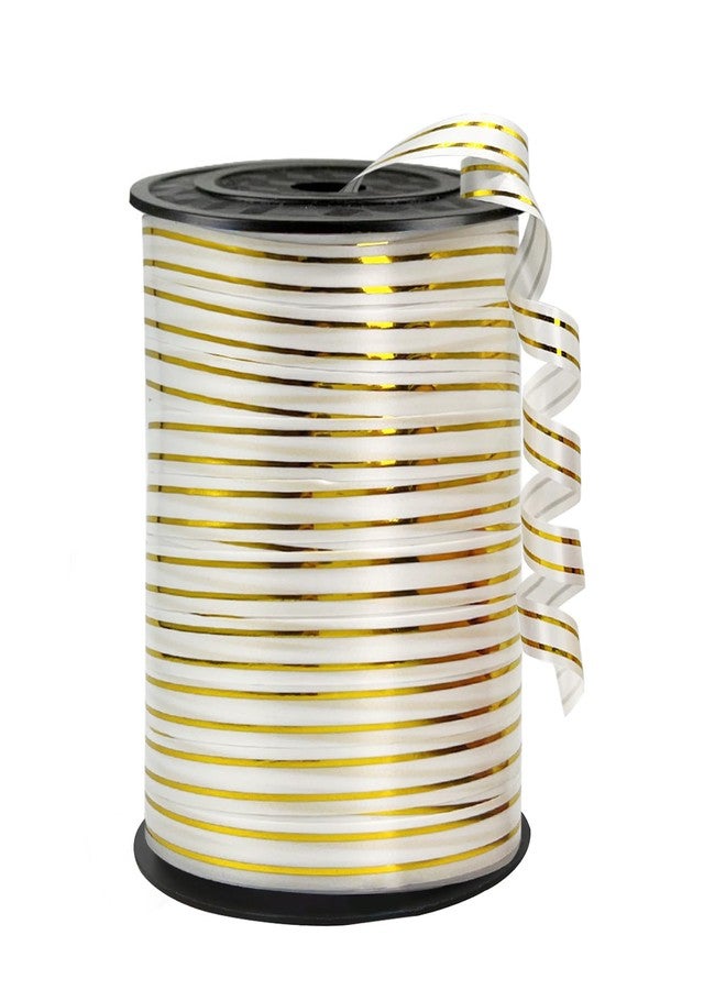 weizedm 219 Yards Ribbon-White Gold Rimmed Balloon Curling Ribbons Balloon String Balloon Ribbon for Gift Wrapping Curling Ribbon, for DIY Decor Ribbons， Wedding, Florist Flower,Party Decoration - Image 1
