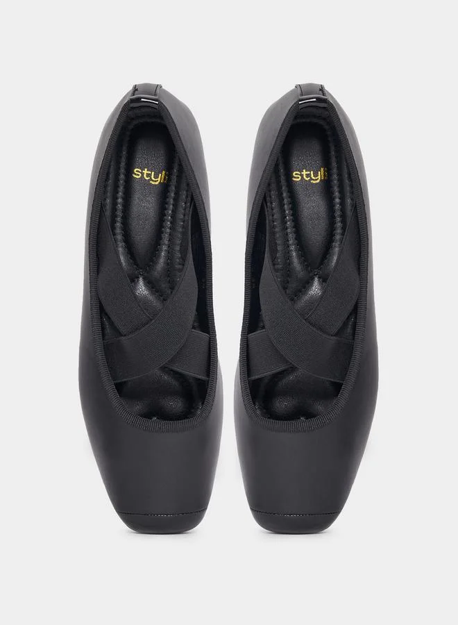 Styli Mary Jane Vintage Square Toe Ballerina Shoes